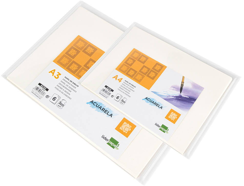 PAPEL AGUARELA LIDERPAPEL DIN A4 300 GR EMBALAGEM DE 6 FOLHAS