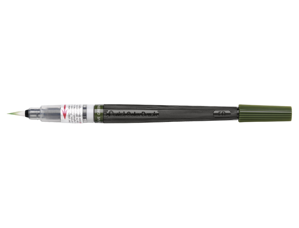 PINCEL COM TINTA A BASE DE AGUA PENTEL GFL VERDE AZEITONA PONTA DE NYLON PORTATIL COM TAMPA