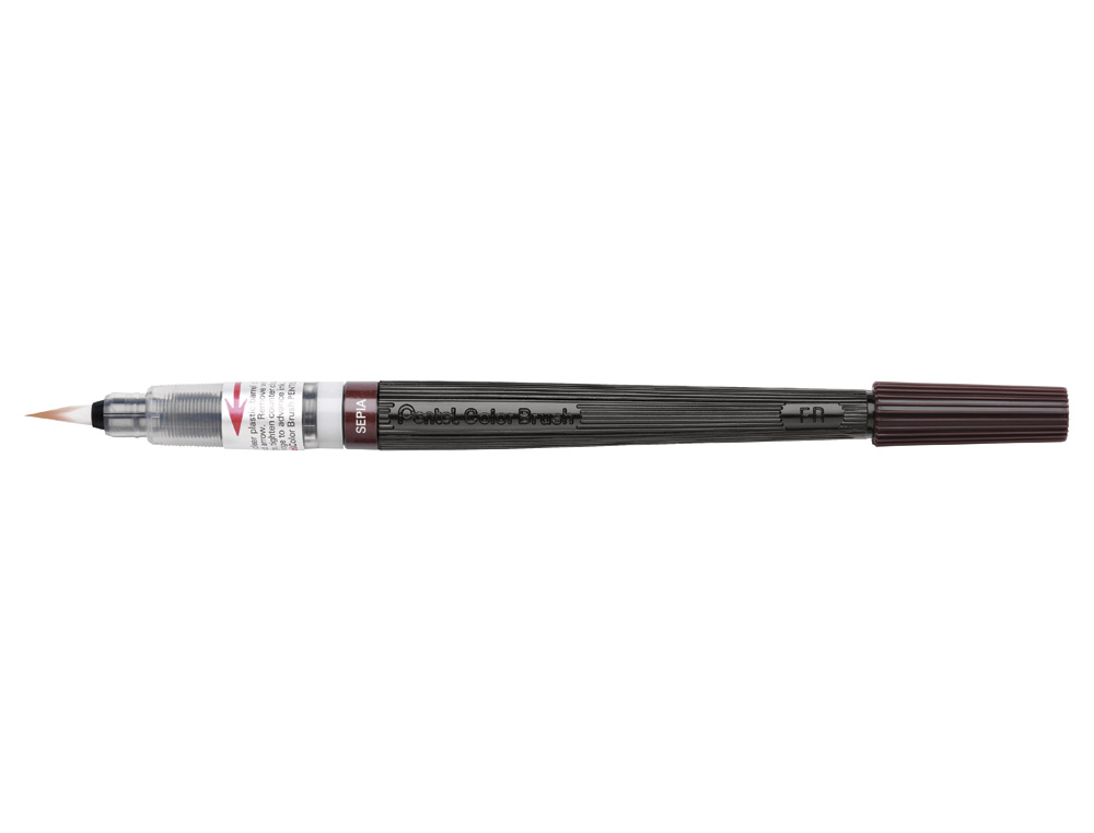 PINCEL COM TINTA A BASE DE AGUA PENTEL GFL SEPIA PONTA DE NYLON PORTATIL COM TAMPA RECARREGAVEL