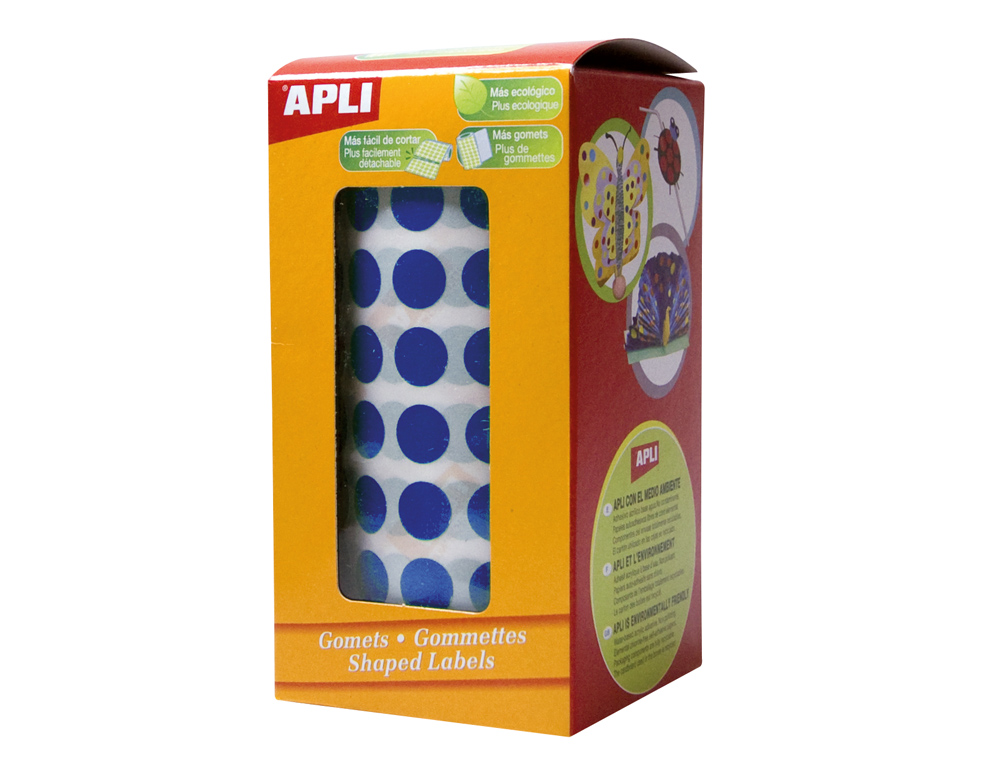 ETIQUETAS APLI AUTOADESIVAS CIRCULARES 20MM AZUL EM ROLO DE 1770 ETIQUETAS