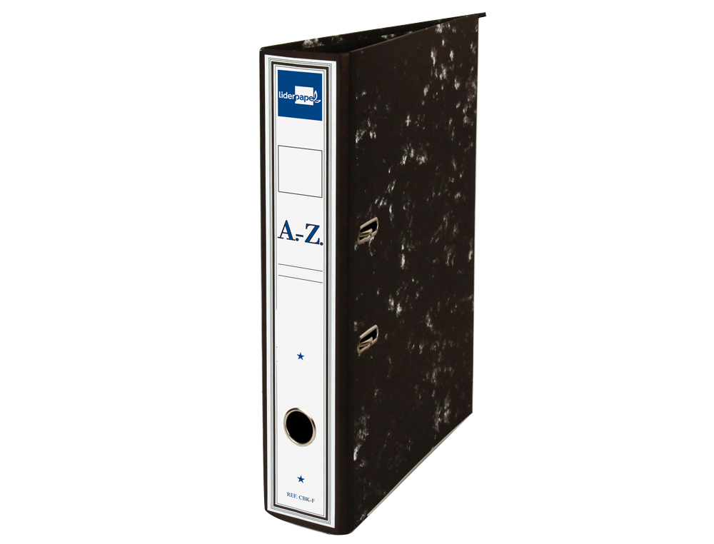 PASTA DE ARQUIVO DE ALAVANCA LIDERPAPEL CARTAO FORRADO FOLIO JASPEADO PRETO SEM CAIXA COM RADO LOMBADA 52 MM
