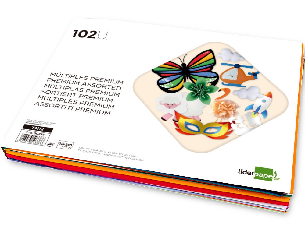BLOCO TRABALHOS MANUAIS LIDERPAPEL CARTOLINA MULTIPLAS PREMIUM 240X315MM 102 FOLHAS CORES SORTIDAS