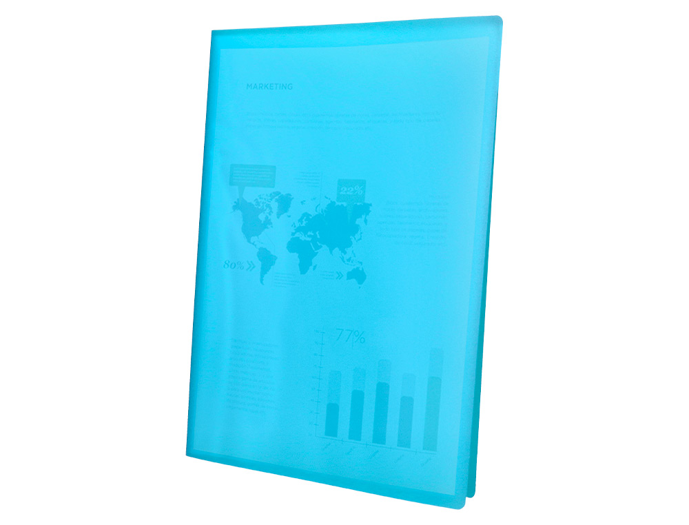 CAPA CATALOGO LIDERPAPEL 20 BOLSAS POLIPROPILENO DIN A4 TRASLUCIDA AZUL FROSTY