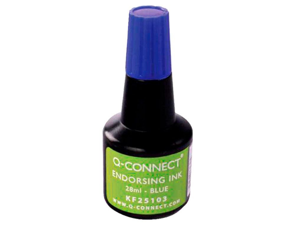 TINTA PARA ALMOFADA Q-CONNECT AZUL FRASCO DE 28 ML