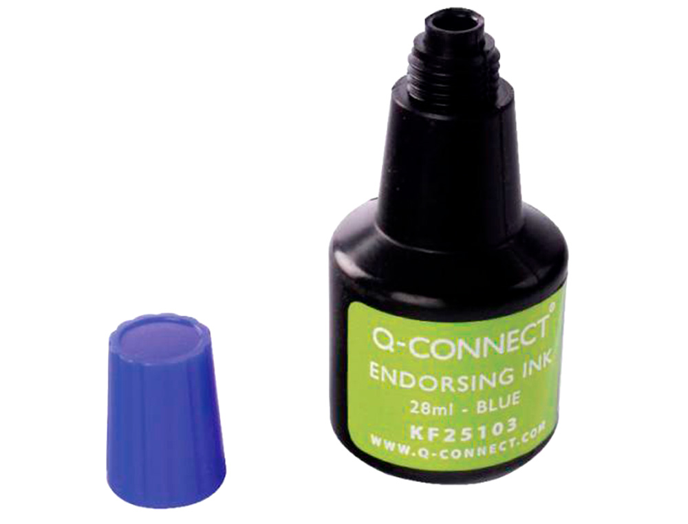 TINTA PARA ALMOFADA Q-CONNECT AZUL FRASCO DE 28 ML