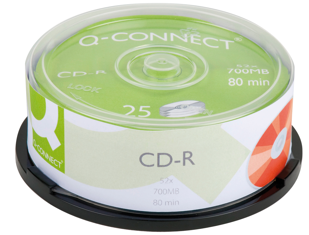 CD-R Q-CONNECT CAPACIDADE 700MB DURACAO 80MIN VELOCIDADE 52X TORRE DE 25 UNIDADES