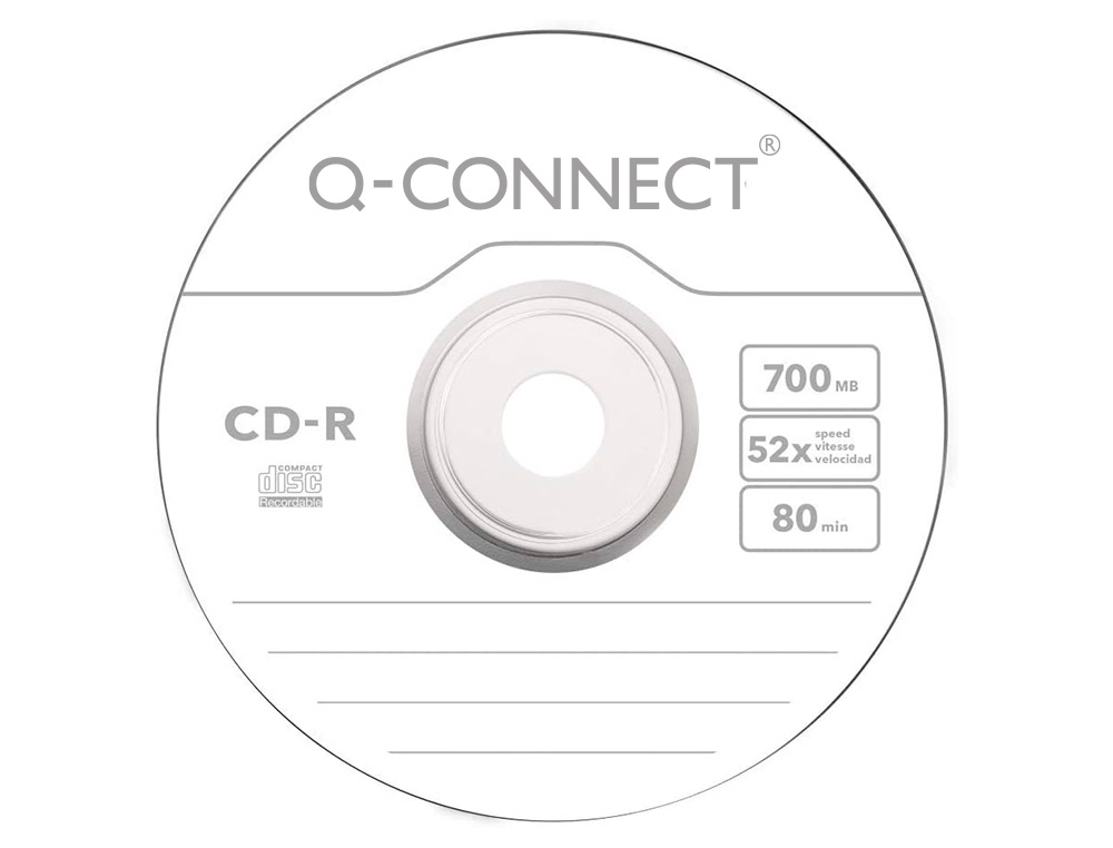 CD-R Q-CONNECT CAPACIDADE 700MB DURACAO 80MIN VELOCIDADE 52X TORRE DE 25 UNIDADES