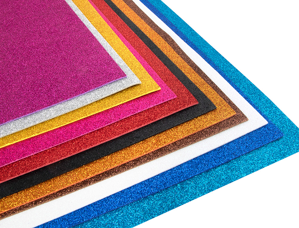 GOMA EVA COM PURPURINA LIDERPAPEL 50X70CM 60GR ESPESSURA 2MM VIOLETA