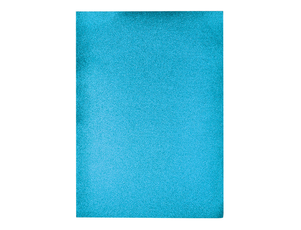 GOMA EVA COM PURPURINA BIODEGRADAVEL LIDERPAPEL 50X70CM 60 GR ESPESSURA 2 MM AZUL CLARO