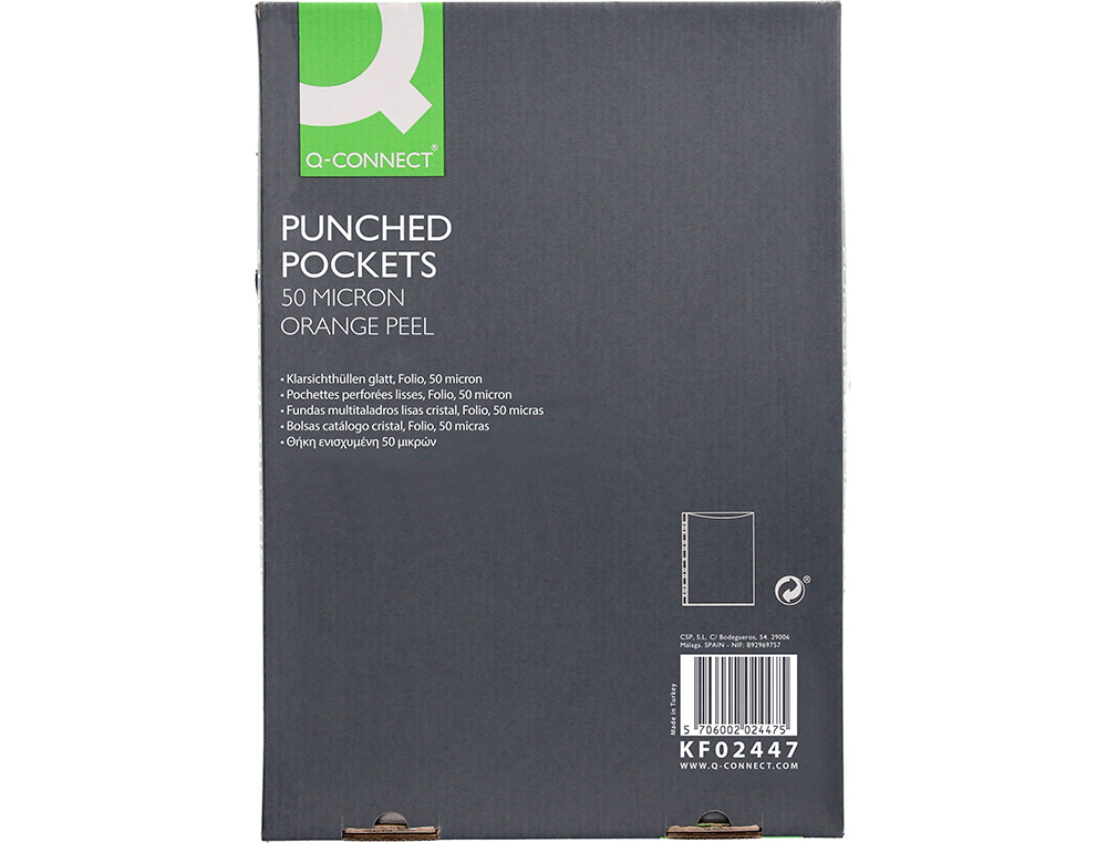 BOLSA CATALOGO/MICA Q-CONNECT FOLIO 50 MICRONS MARTELADA CAIXA DE 100 UNIDADES