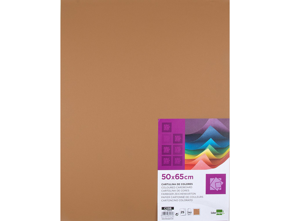 CARTOLINA LIDERPAPEL 50X65 CM 240 GR CASTANHO CLARO PACK DE 25 UNIDADES
