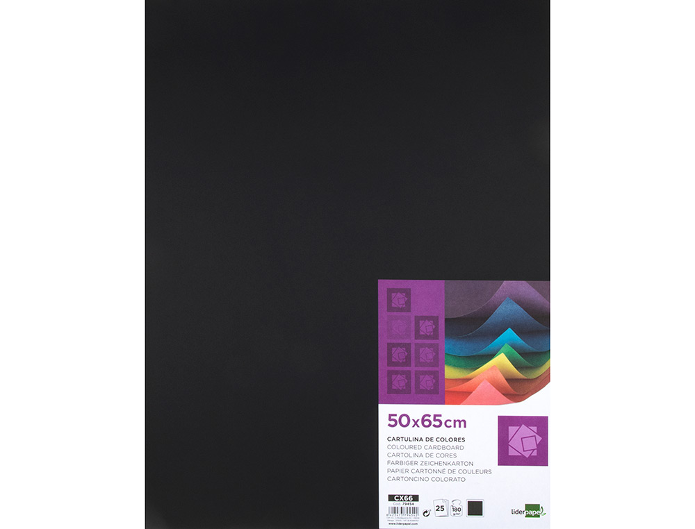 CARTOLINA LIDERPAPEL 50X65 CM 240 GR PRETO PACK DE 25 UNIDADES