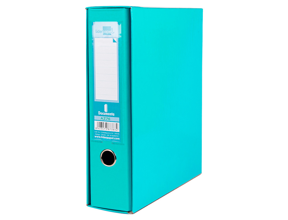 CAIXA PARA PASTA DE ARQUIVO DE ALAVANCA LIDERPAPEL DOCUMENTA DIN A4 LOMBADA 75 MM VERDE CLARO