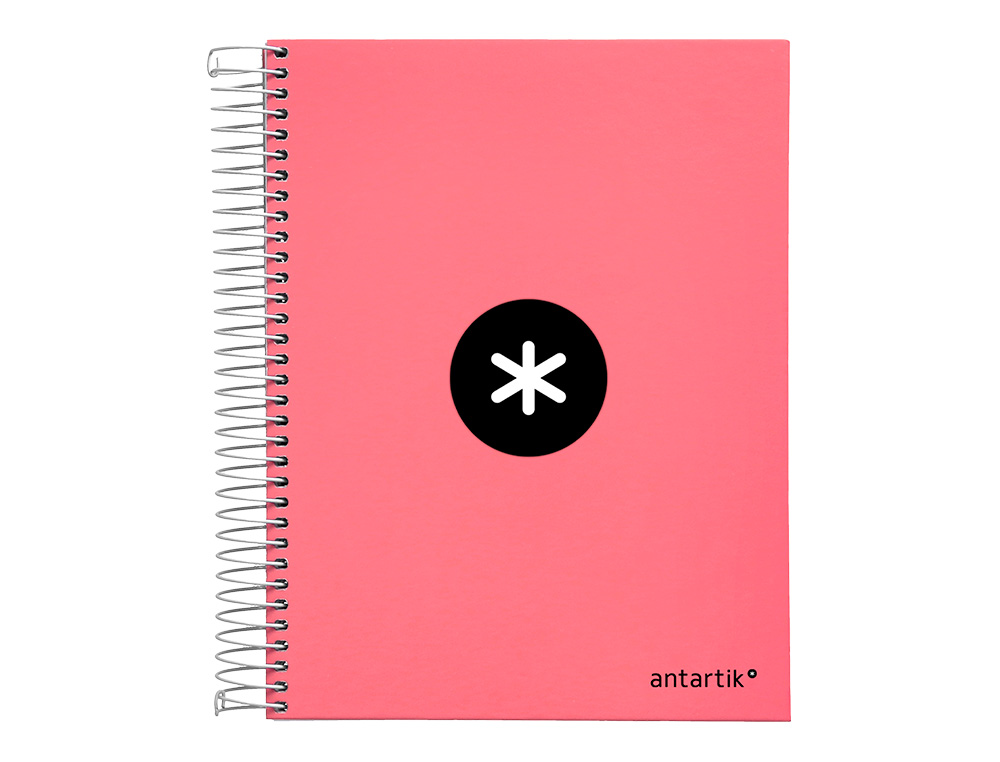 CADERNO ESPIRAL DIN A5 ANTARTIK CAPA FORRADA 120 F 100 GR QUADRICULA 5 MM 5 BANDAS DE CORES COR CORAL