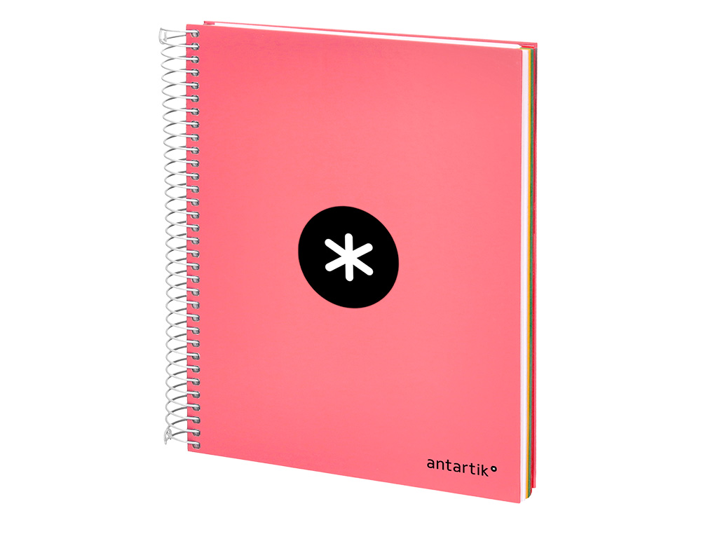 CADERNO ESPIRAL DIN A5 ANTARTIK CAPA FORRADA 120 F 100 GR QUADRICULA 5 MM 5 BANDAS DE CORES COR CORAL