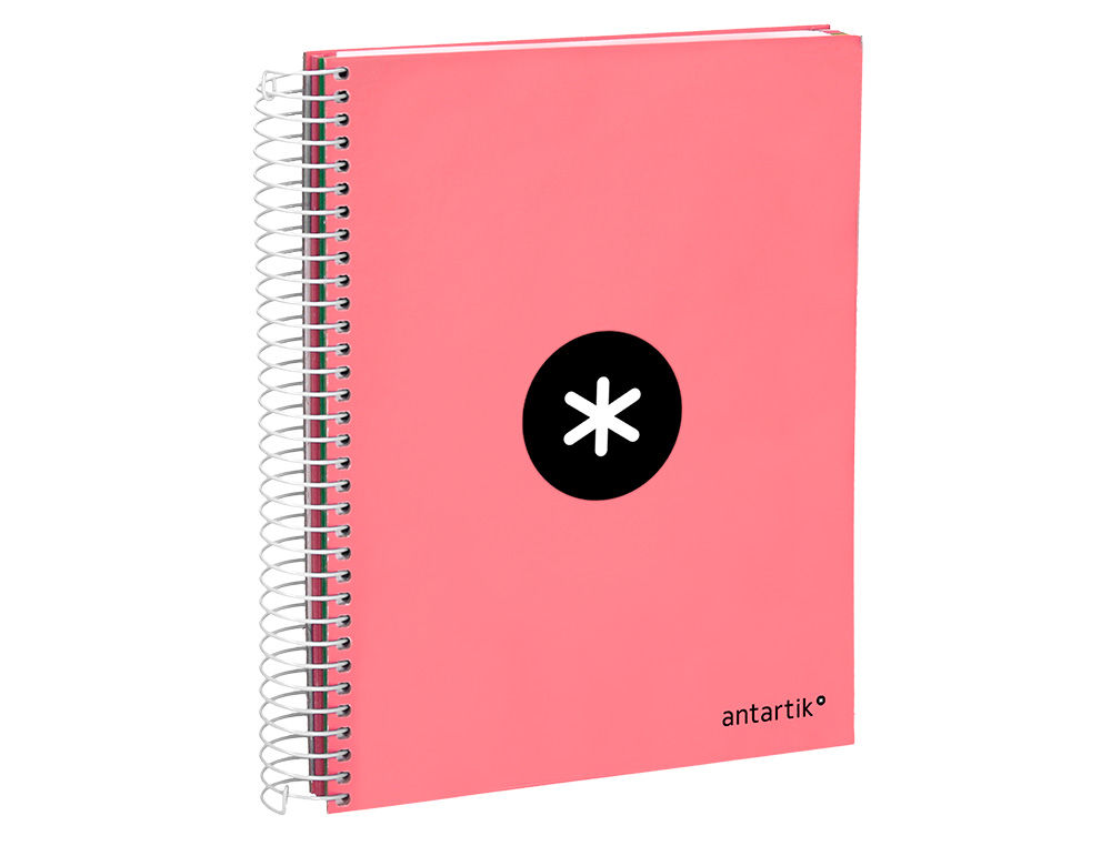 CADERNO ESPIRAL DIN A5 ANTARTIK CAPA FORRADA 120 F 100 GR QUADRICULA 5 MM 5 BANDAS DE CORES COR CORAL