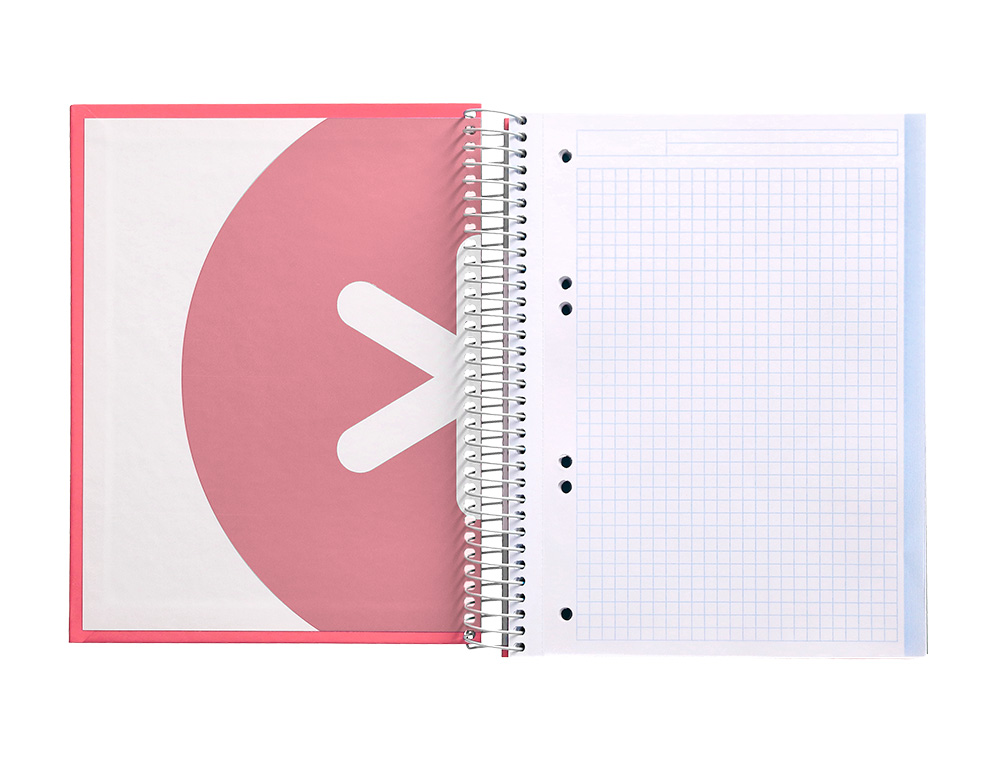CADERNO ESPIRAL DIN A5 ANTARTIK CAPA FORRADA 120 F 100 GR QUADRICULA 5 MM 5 BANDAS DE CORES COR CORAL