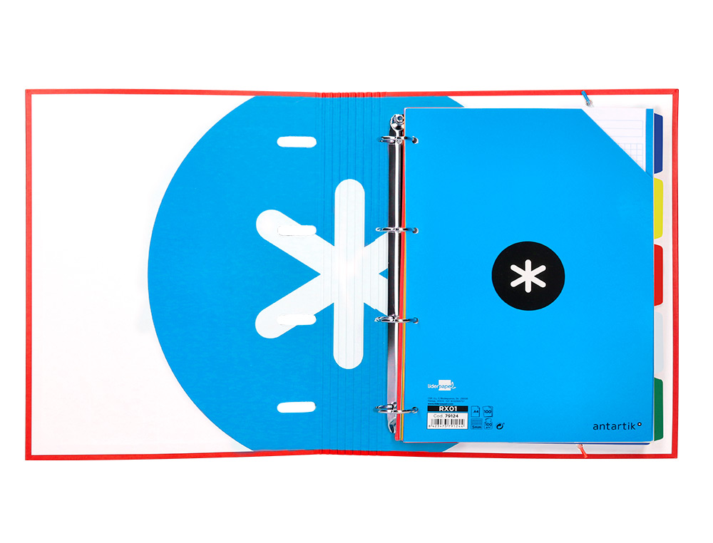 PASTA ANTARTIK COM RECARGA E ABA DIN A4 QUADRICULA 5MM FORRADA 4 ANEIS 40MM CORES SORTIDAS