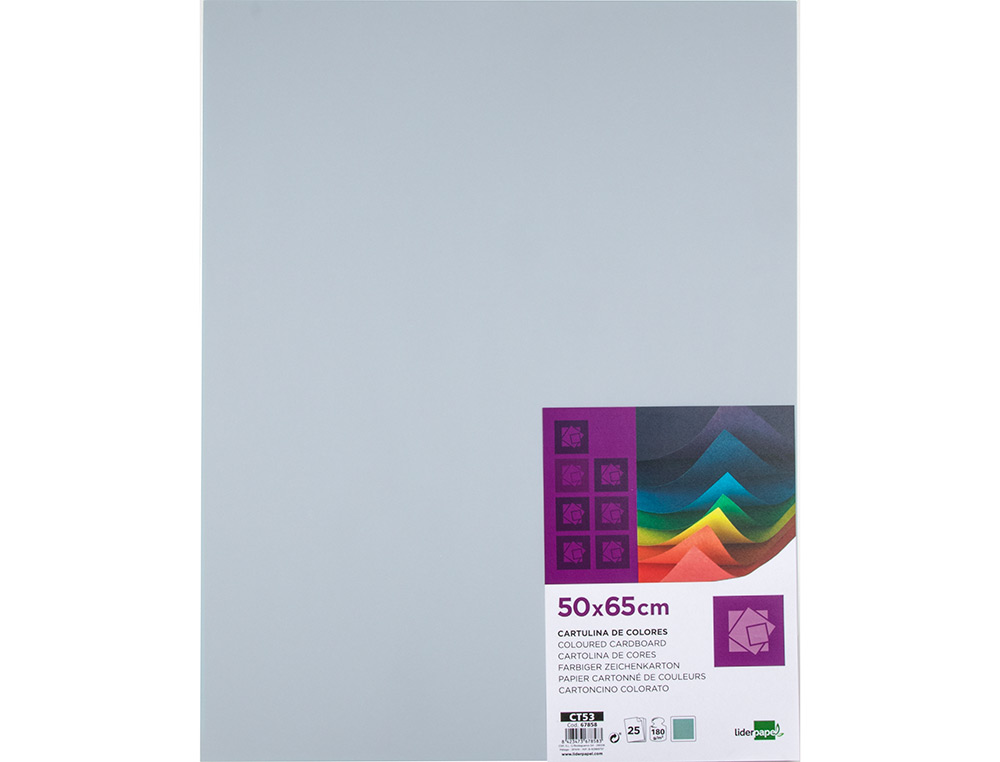 CARTOLINA LIDERPAPEL 50X65 CM 180 GR CINZA PACK DE 25 UNIDADES