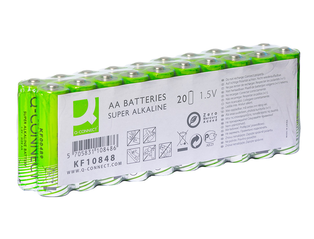 PILHA Q-CONNECT ALCALINA AA PACK COM 20 UNIDADES