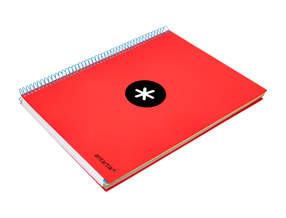 CADERNO ESPIRAL DIN A4 ANTARTIK CAPA FORRADA 120 F 100 GR PAUTADO 5 BANDAS DE CORES 4 FUROS CORES SORTIDAS