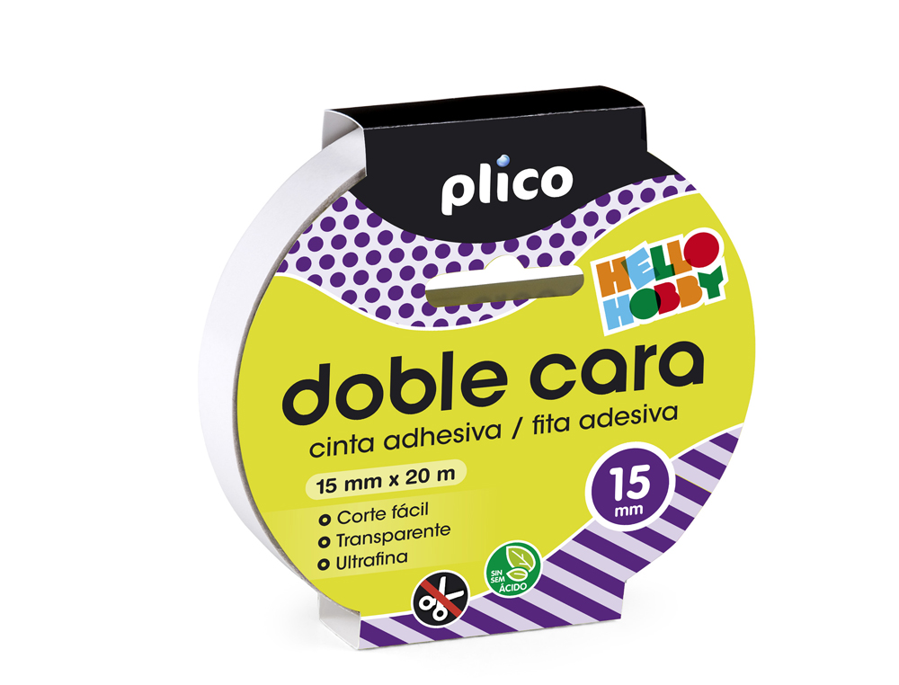 FITA ADESIVA PLICO DUPLA FACE 15MM X 20MT