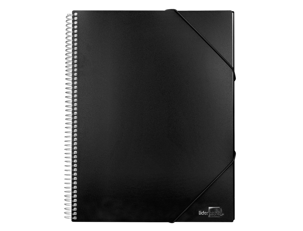 CAPA CATALOGO LIDERPAPEL COM ESPIRAL 30 BOLSAS POLIPROPILENO DIN A4 PRETO