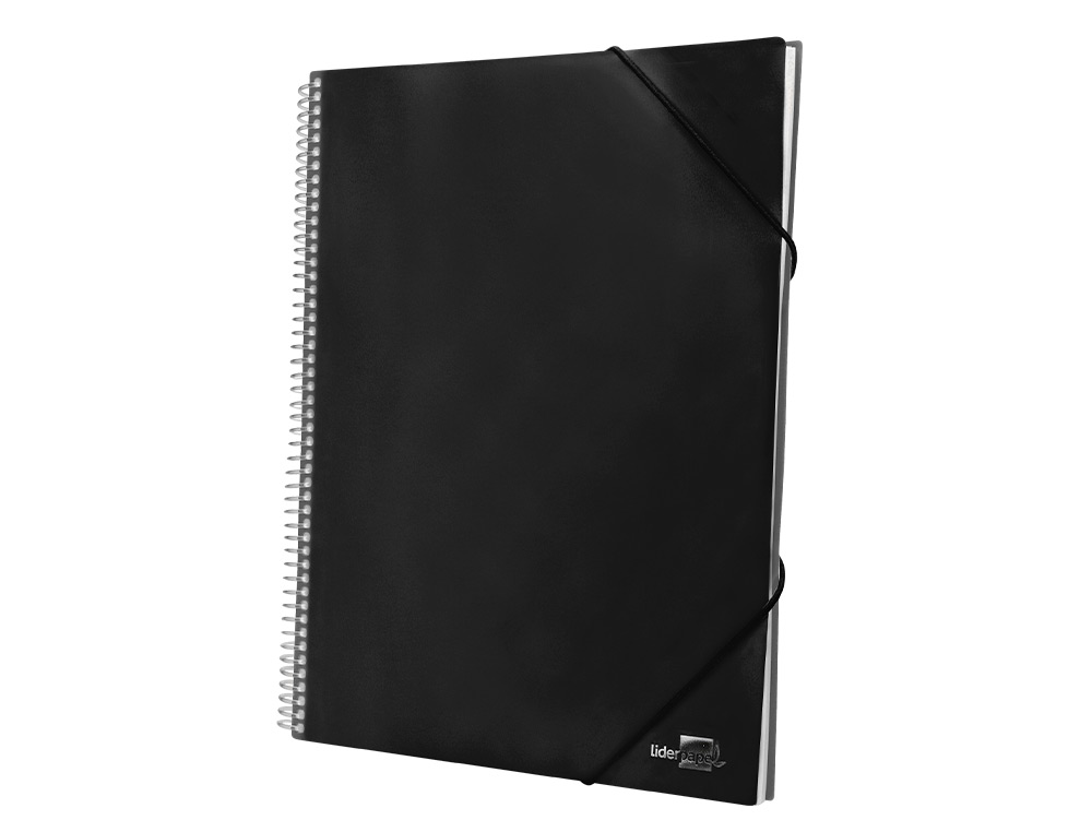 CAPA CATALOGO LIDERPAPEL COM ESPIRAL 30 BOLSAS POLIPROPILENO DIN A4 PRETO