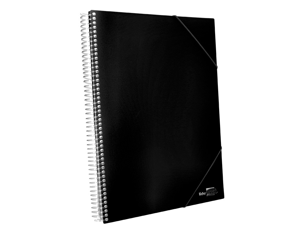 CAPA CATALOGO LIDERPAPEL COM ESPIRAL 30 BOLSAS POLIPROPILENO DIN A4 PRETO