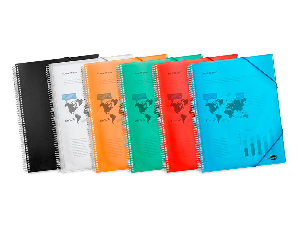 CAPA CATALOGO LIDERPAPEL COM ESPIRAL 30 BOLSAS POLIPROPILENO DIN A4 PRETO