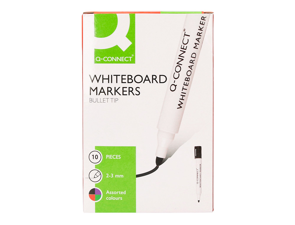 MARCADOR Q-CONNECT QUADRO BRANCO 10 CORES SORTIDAS PONTA REDONDA 3.0 MM