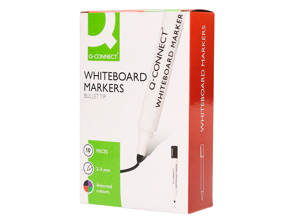 MARCADOR Q-CONNECT QUADRO BRANCO 10 CORES SORTIDAS PONTA REDONDA 3.0 MM