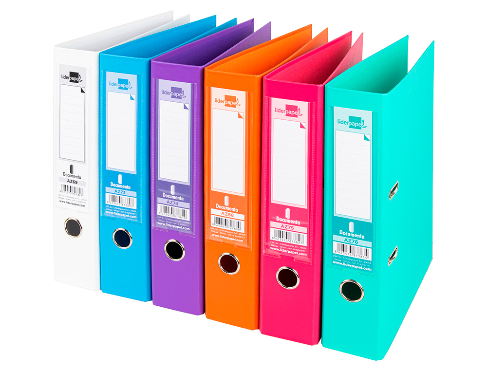 PASTA DE ARQUIVO DE ALAVANCA LIDERPAPEL DOCUMENTA PVC DIN A4 LOMBADA 75 MM CORES SORTIDAS TRENDING BRANCO, LARANJA, CELE