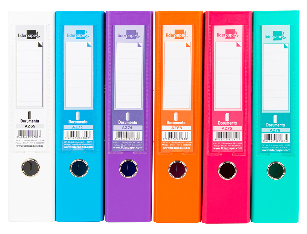 PASTA DE ARQUIVO DE ALAVANCA LIDERPAPEL DOCUMENTA PVC DIN A4 LOMBADA 75 MM CORES SORTIDAS TRENDING BRANCO, LARANJA, CELE