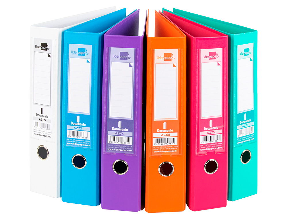 PASTA DE ARQUIVO DE ALAVANCA LIDERPAPEL DOCUMENTA PVC DIN A4 LOMBADA 75 MM CORES SORTIDAS TRENDING BRANCO, LARANJA, CELE