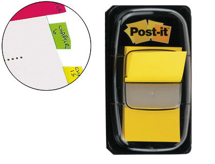 BANDAS SEPARADORAS POST-IT INDEX 3M, 25,4X43,1 MM AMARELO DISPENSADOR DE 50 UNIDADES