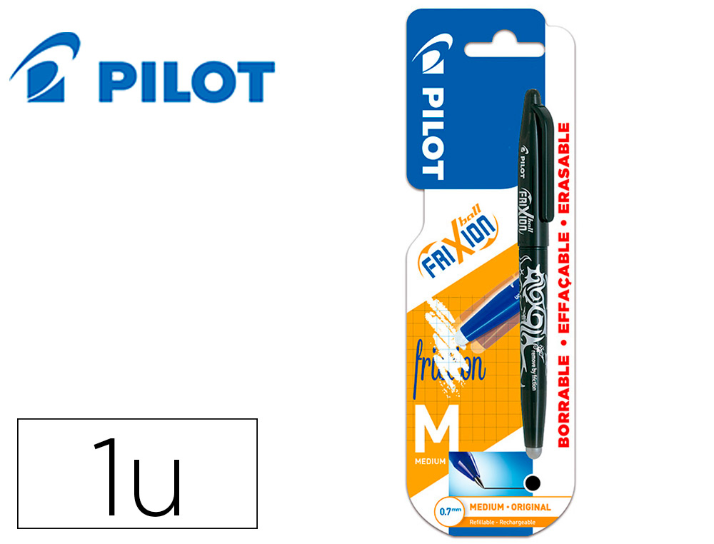 ESFEROGRAFICA PILOT FRIXION BALL APAGAVEL 0,7 MM PONTA MEDIA PRETO EM BLISTER