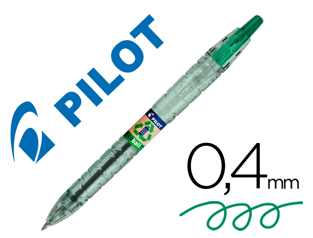 ESFEROGRAFICA PILOT ECOBALL PLASTICO RECICLADO TINTA DE OLEO PONTA DE ESFERA 1 MM COR VERDE