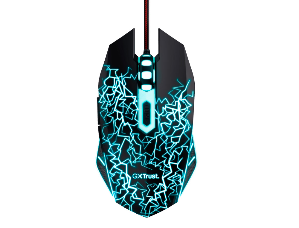 RATO TRUST GXT105X IZZA GAMING OTICO LUZES LED 800-4000 PPP 6 BOTOES USB 2.0 CABO 1,80 M COR PRETO