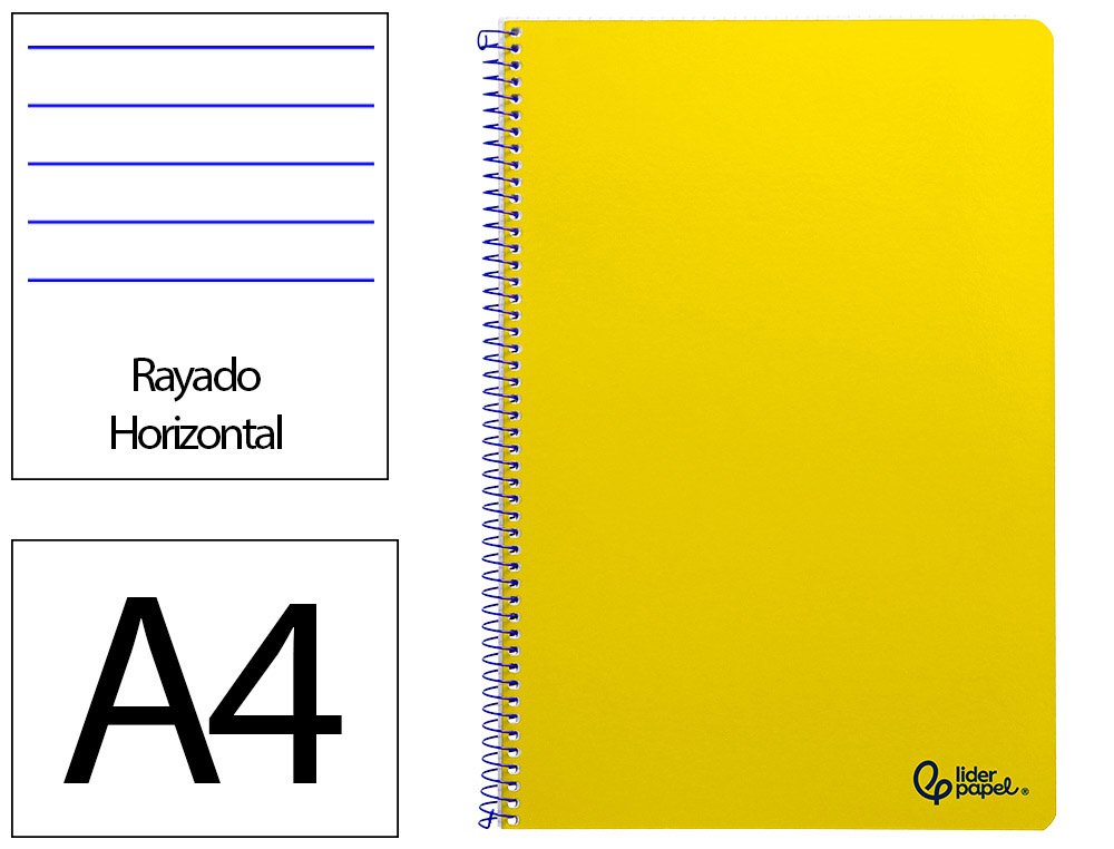 CADERNO ESPIRAL LIDERPAPEL DIN A4 SMART CAPA SUAVE 80 F 75GR PAUTADO COM MARGEM COR AMARELO