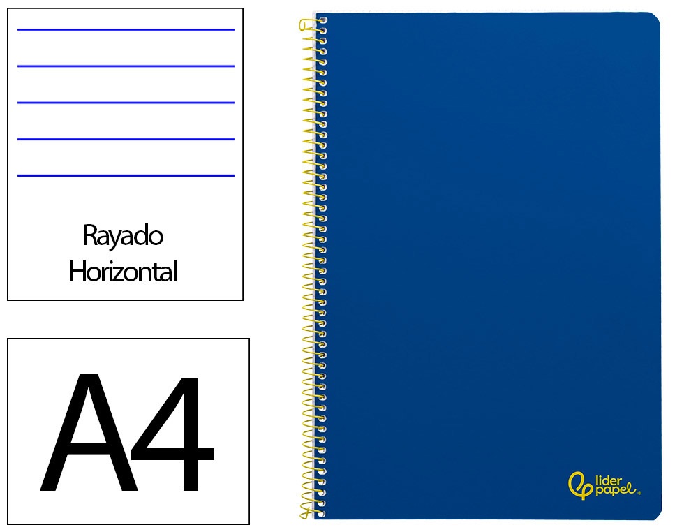 CADERNO ESPIRAL LIDERPAPEL DIN A4 SMART CAPA SUAVE 80 F 75GR PAUTADO COM MARGEM COR AZUL ESCURO