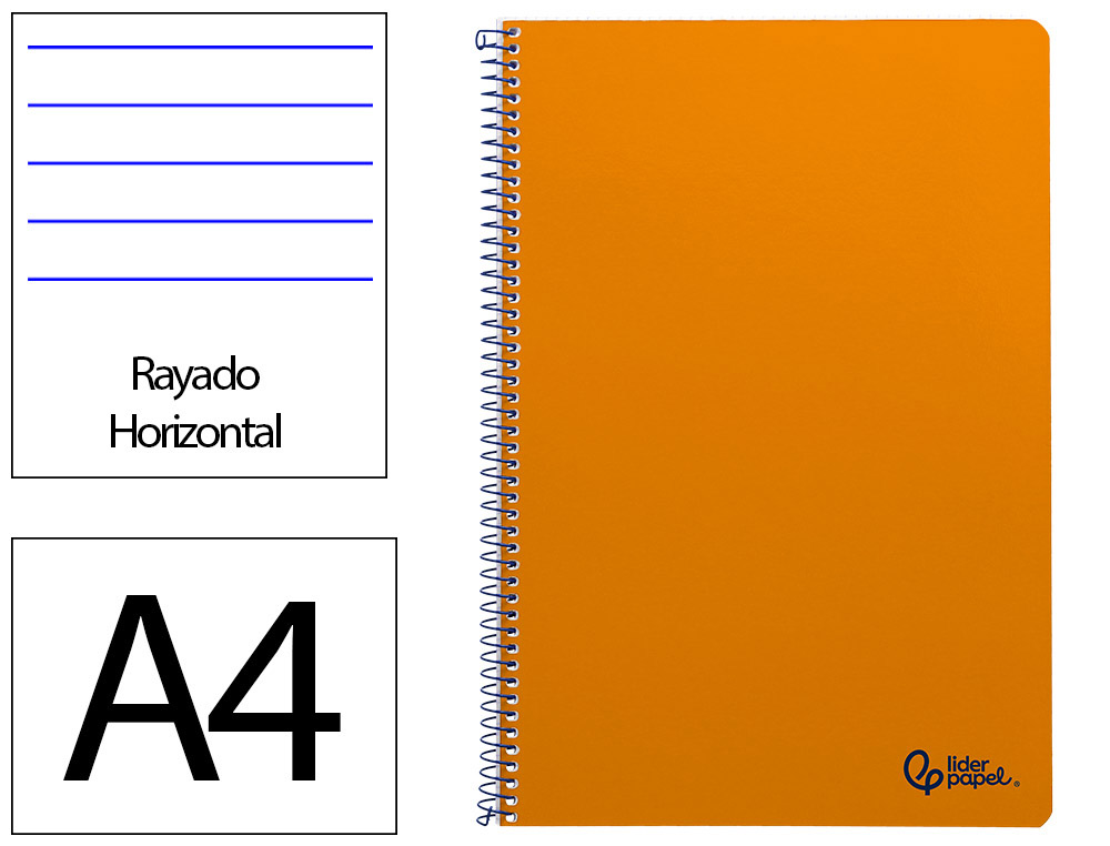 CADERNO ESPIRAL LIDERPAPEL DIN A4 SMART CAPA SUAVE 80 F 75GR PAUTADO COM MARGEM COR LARANJA