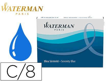 TINTA WATERMAN AZUL FLORIDACAIXA8 CARTUCHOS LARGOS STD.