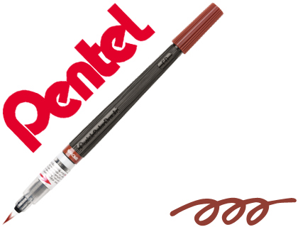PINCEL COM TINTA A BASE DE AGUA PENTEL GFL CASTANHO PONTA DE NYLON PORTATIL COM TAMPA RECARREGAVEL