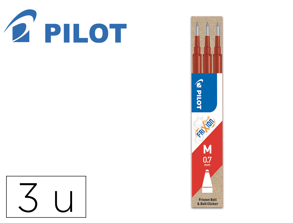 RECARGA ESFEROGRAFICA PILOT FRIXION BALL CLICKER VERMELHO CAIXA DE 3 UNIDADES