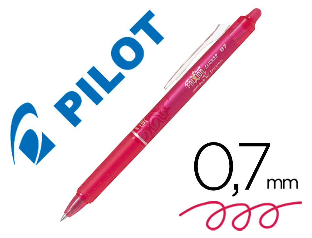ESFEROGRAFICA PILOT FRIXION CLICKER APAGAVEL 0,7 MM COR ROSA EM BLISTER