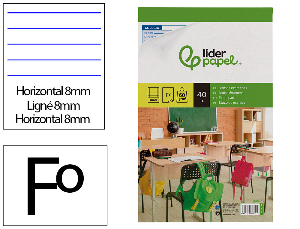 BLOCO EXAMES LIDERPAPEL HORIZONTAL FOLIO 40 FOLHAS 60G/M2