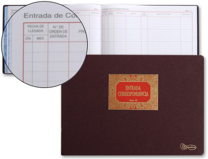 LIBRO MIQUELRIUS N. 42 FOLIO APAISADO 100 HOJAS -ENTRADA DE CORRESPONDENCIA
