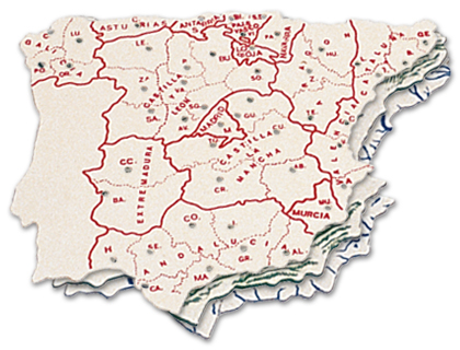 MAPA ESPANHA EM PLASTICO - BOLSA DE 3 UNIDADES 15X12,5 CM