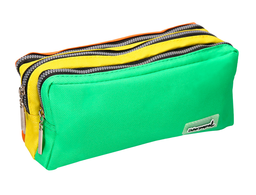ESTOJO ESCOLAR LIDERPAPEL RETANGULAR 3 BOLSOS COR PASTEL 195X70X80 MM